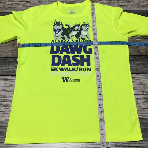 Brooks Long Sleeve Shirt Men’s S Neon Yellow UW Huskies Dawg Dash 2021 - Picture 2 of 7